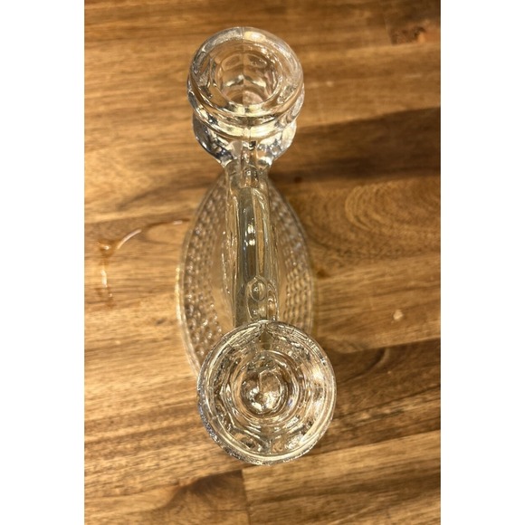 MCM GLASS Candle Holders Hobnail Glass Double Taper MCM LE Smith Vintage X2 - Picture 4 of 7